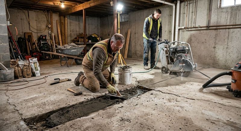Cracked Basement Floor Repair in Cocoa Beach, FL